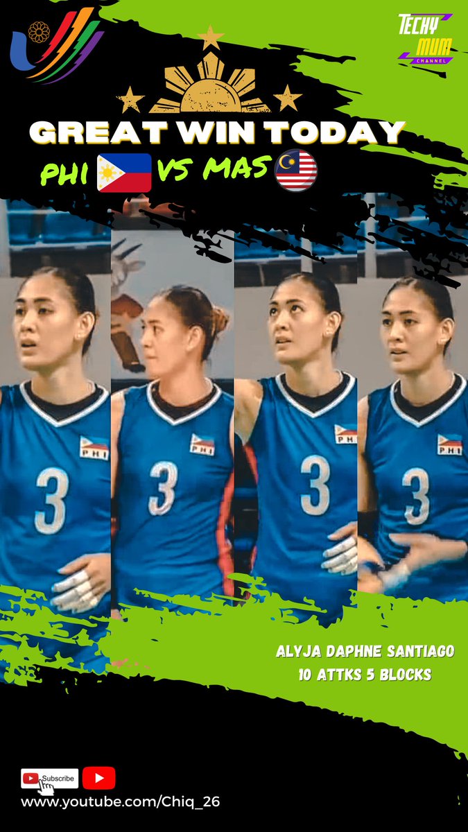 Mommydes28's tweet photo. Jaja Santiago @alyjasantiago03 with 10 attks 5 blks after their match against MAS... Can't wait tomorrow, para sa malakasang laban against THAI.. sana walang toxic sa stream nakakahiya sa neighboring countries... #SEAGames2022 #AtletangPalaban #desgrafix #Chiq_26
@itsmealmalove https://t.co/pqhYUzZ1UB