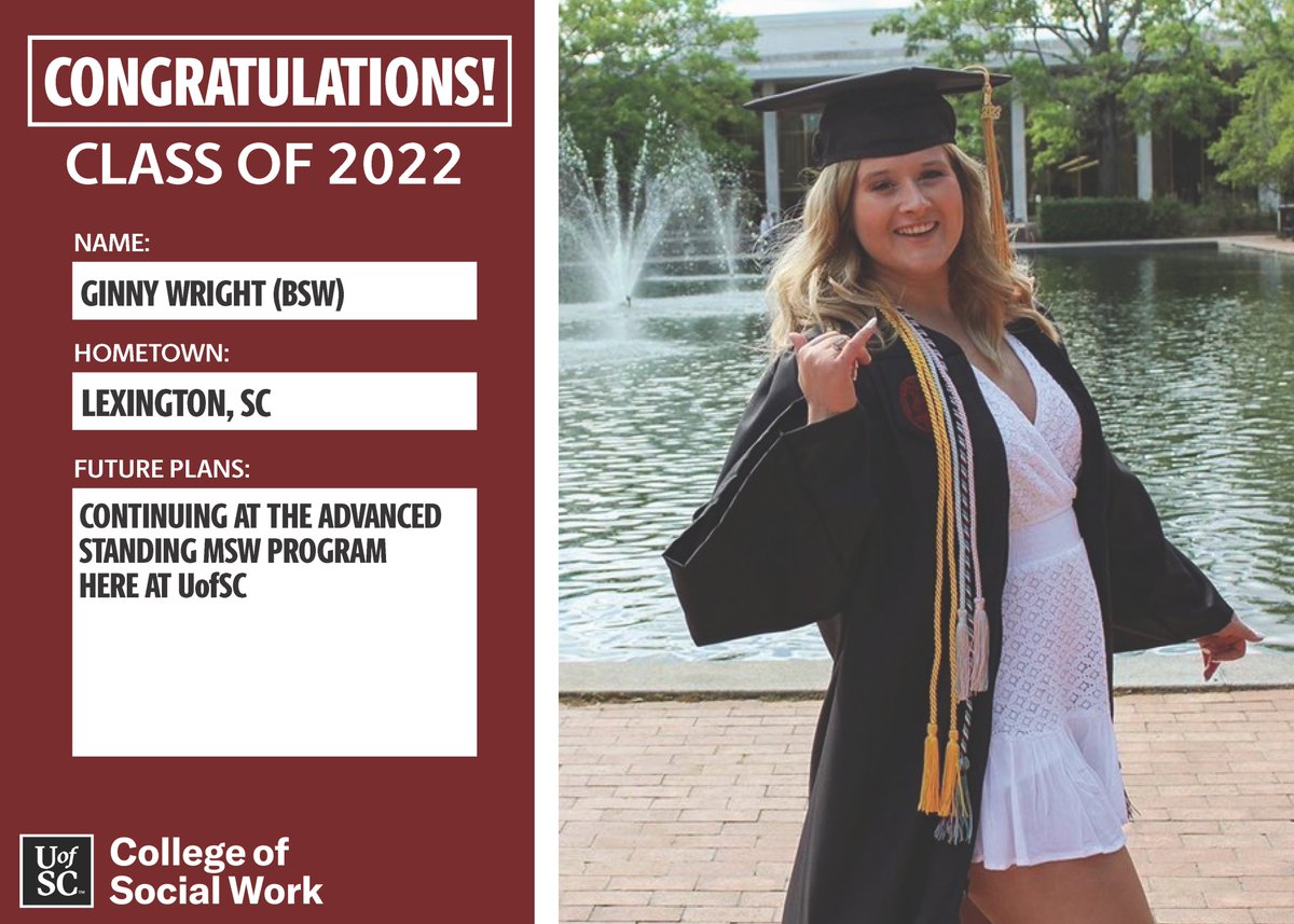 uofsccosw's tweet photo. Hardworking, determined, inspiring. Our graduates. As we bid farewell to the class of #UofSC2022, best wishes on the next part of your journey. Congratulations. #ForeverToThee #WhereCompassionLeads https://t.co/vHZFOSrGhR