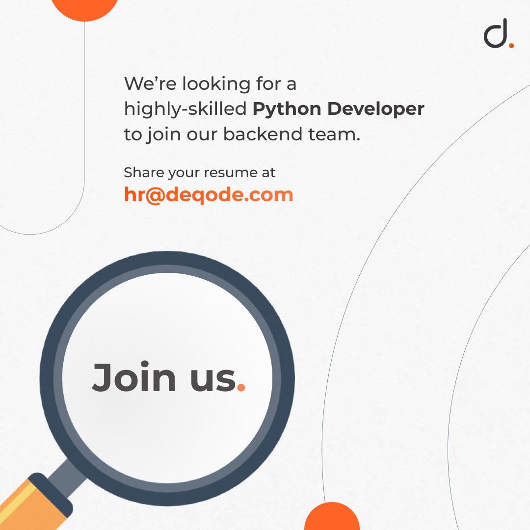 deqodesolutions's tweet image. If you have an analytical mind with strong logical and reasoning ability, we'd like to hear from you. Send us your resume at hr@deqode.com
#LetsDecode #Pythonhiring #Deqode