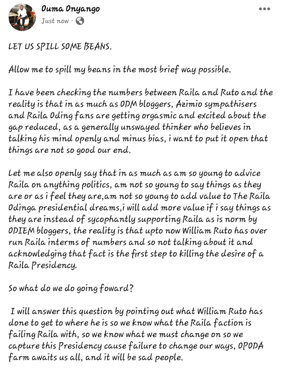 SLauncelott's tweet photo. My Opinion on Why Ruto might just beat Raila Pants down.

The sad reality. https://t.co/DkG6Z0nAts