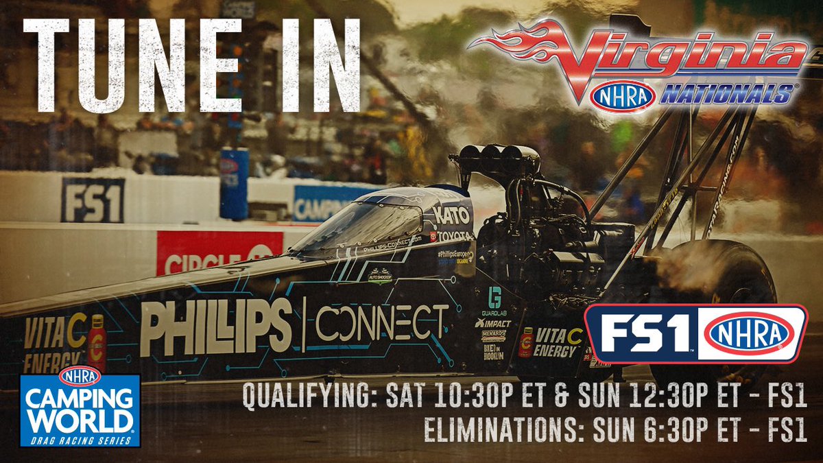 TheJustinAshley's tweet photo. This may be my first Top Fuel race at Virginia Motorsports Park, but don’t count my Phillips Connect team out! Be sure to TUNE IN to the #VirginiaNats
@phillips_conn // @ToyotaRacing // #autoshocker // #VitaCShot https://t.co/o4QIohR4bX