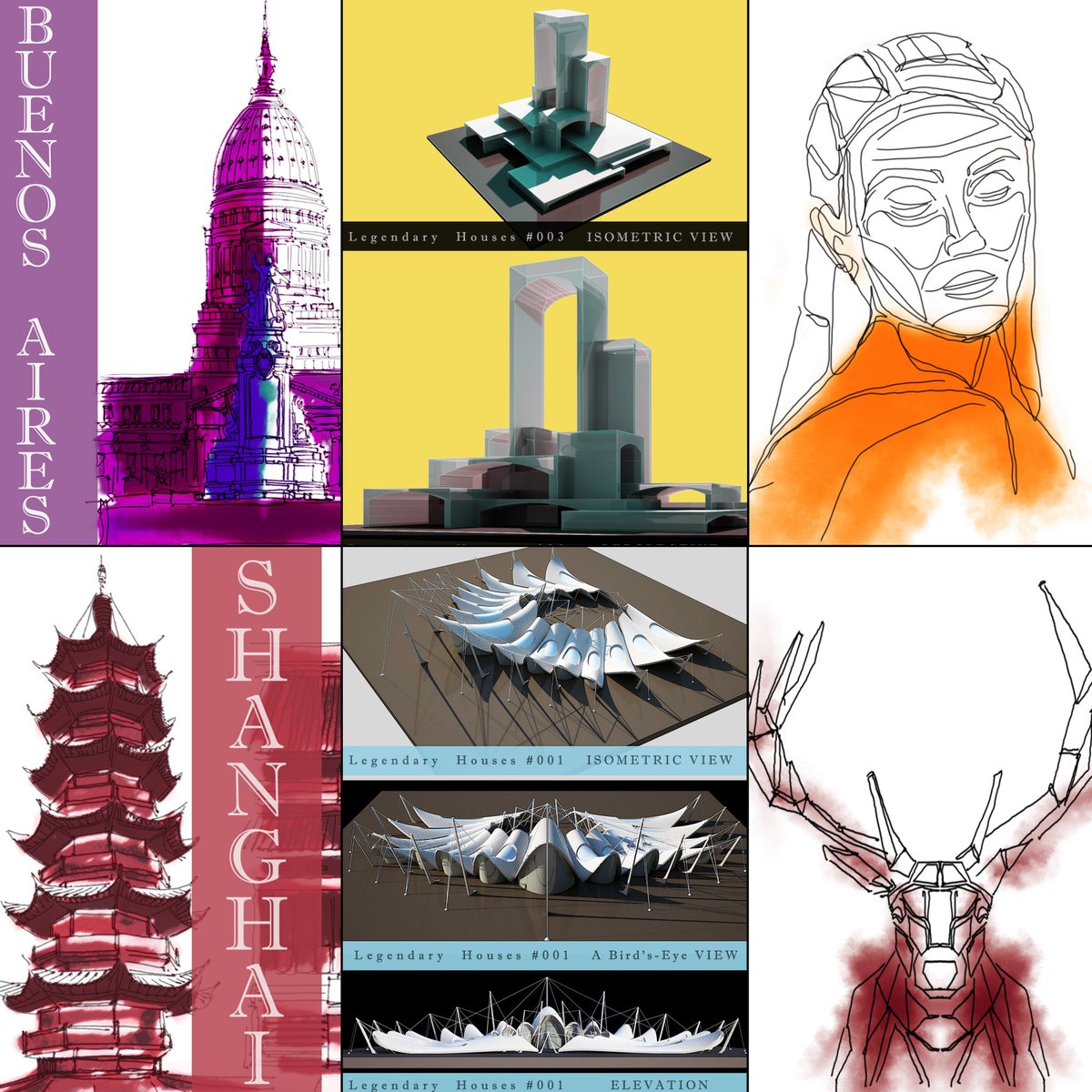 Left to right ➡
Homeland which is #Stamps collection of cities around the world!
opensea.io/collection/hom…
Legendary House which is about conceptual houses including 3dsMAX file!
opensea.io/collection/leg…
Familiar shapes which is about surreal sketches!
opensea.io/collection/fam…
#nft