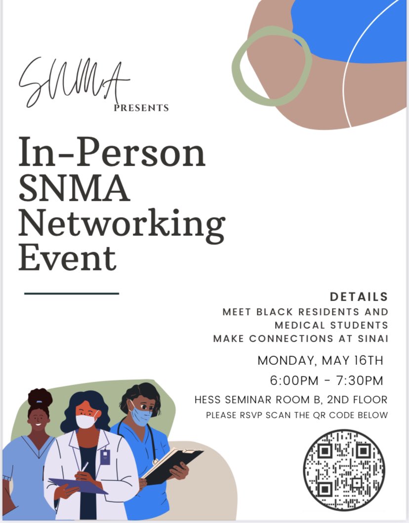 SnmaSinai's tweet photo. Join us for our networking event with Black attendings and residents next Monday 6:00-7:30 pm. https://t.co/gOpaeNxJXX
