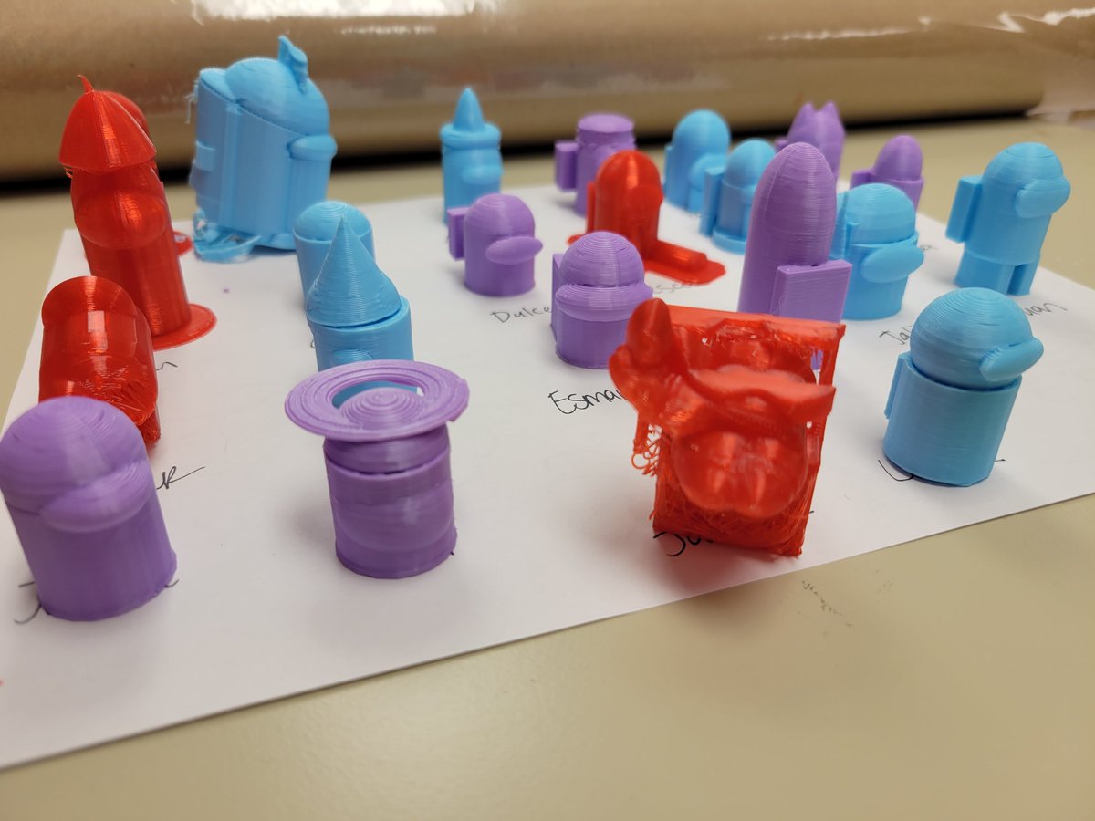 My printers came in and I put them to work right away!  Students FINALLY are going to see their Among Us characters come to life. #HodgeSTEM #3DPrinting
