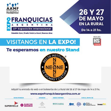 INSTITUTONEONE's tweet photo. 📢 El 26 y 27 de mayo vamos a estar presentes en la Expo Franquicias!!! Te esperamos! 😉
#ExpoFranquiciasArgentina #Franquicias #negocios #inversión #idiomas #emprendedores https://t.co/Zkq2kCwh4K