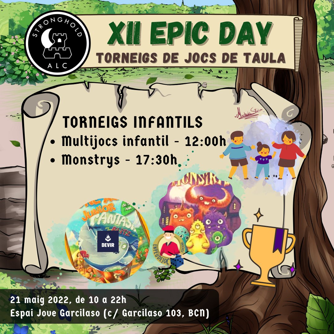 ALC_Stronghold's tweet photo. Aquests són tots els #torneigs que us podreu trobar al proper #XIIEpicDay!
🏆Classificatoris de #Catan i #Carcassone
🏆 #MultijocsAdults i #ColourBrain
🏆 #MultijocsInfantil i #Monstrys
🏆 #Kapadokya, #Troia i #Paris
📝Inscripcions: https://t.co/eyDhczsssX https://t.co/QfpJfNEYu4