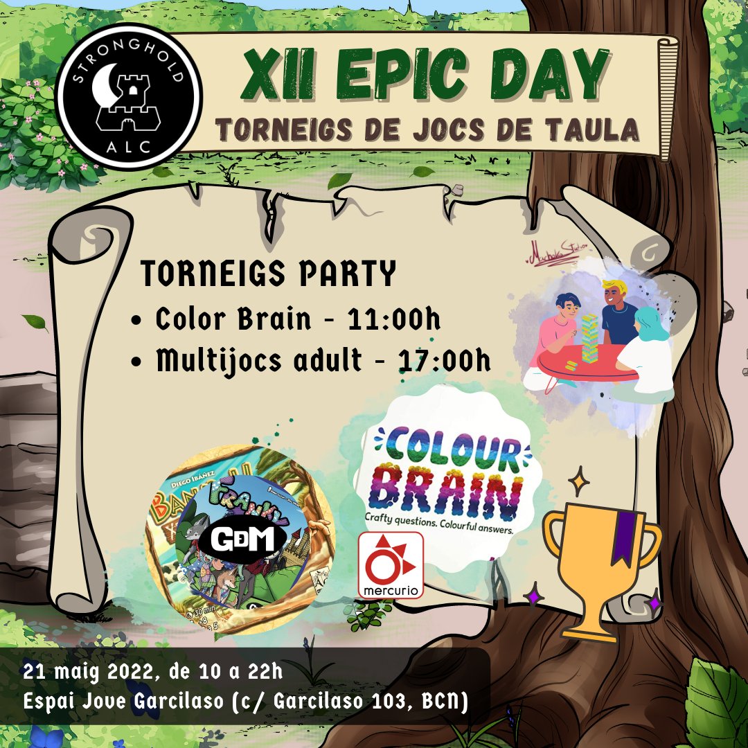 ALC_Stronghold's tweet photo. Aquests són tots els #torneigs que us podreu trobar al proper #XIIEpicDay!
🏆Classificatoris de #Catan i #Carcassone
🏆 #MultijocsAdults i #ColourBrain
🏆 #MultijocsInfantil i #Monstrys
🏆 #Kapadokya, #Troia i #Paris
📝Inscripcions: https://t.co/eyDhczsssX https://t.co/QfpJfNEYu4