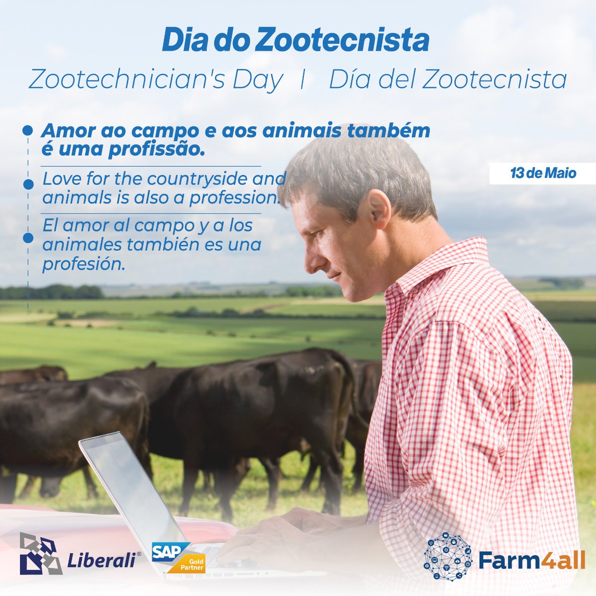 Parabéns a todos os profissionais responsáveis pela produção, nutrição e bem-estar dos animais! Se tem produtividade, tem zootecnista!
#liberali #agronegocio #agribusiness #sap #tecnologia #diadozootecnista #pecuária #agropecuaria #sapbusinessone #ondehouveragronegocioestaremosla
