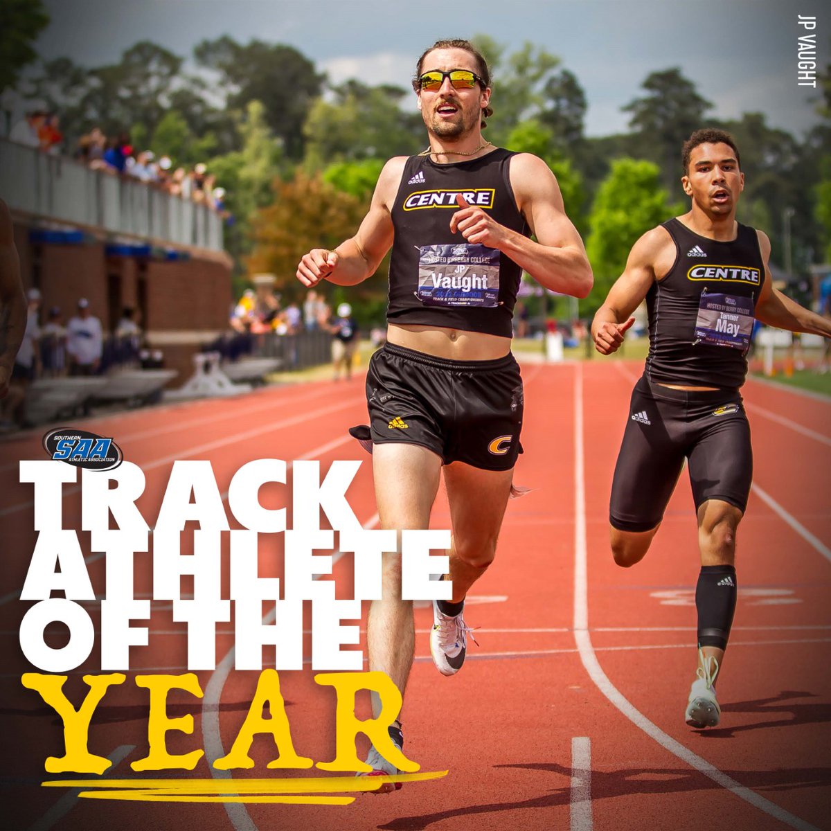 CentreAthletics's tweet photo. 🎽 | Back 2⃣ back! Congratulations to @jpvaught_ for winning the @SAA_Sports Men's Track Athlete of the Year award for the second season in a row! #RollKerns https://t.co/OZnRXowGkJ https://t.co/PSIxTvR4Ve