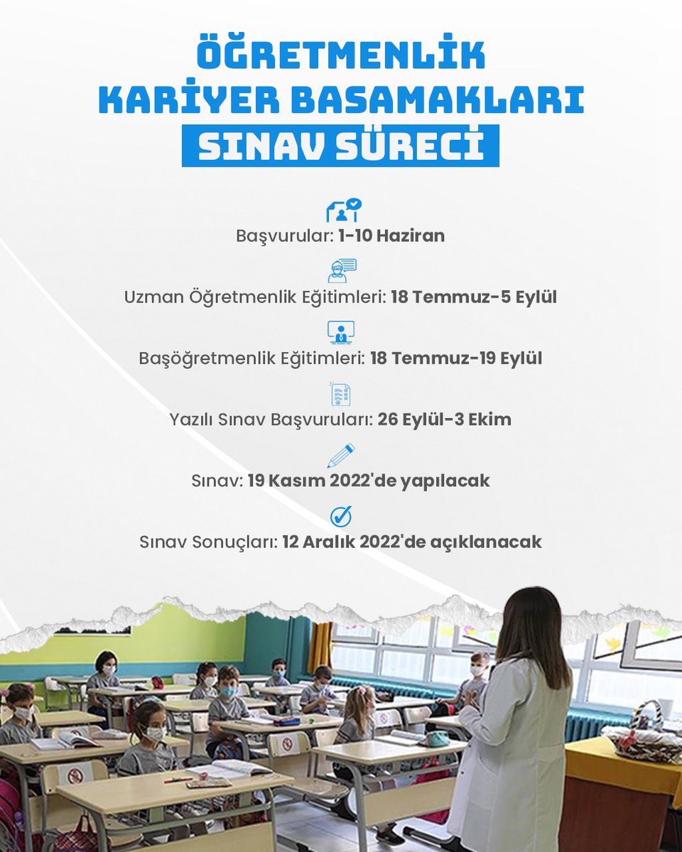 Öğretmenlik Kariyer Basamakları Sınav Takvimi 

👉meb.ai/E5RREV