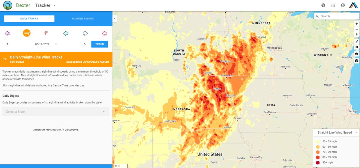 Yesterday's derecho caused widespread damage across the Upper Midwest, including tornadic and hail damage. Numerous hurricane force wind gust reports, with some gusts of 100+ mph observed. #sdwx #mnwx #iawx #newx