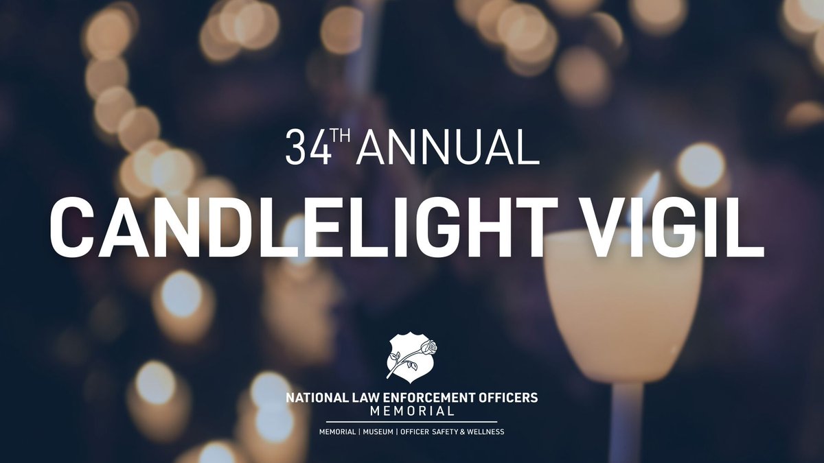 NLEOMF's tweet photo. Tonight, 619 names of officers killed in the line of duty will be read aloud during the 34th Annual Candlelight Vigil.

We honor and remember these brave heroes, and the family members, friends, and fellow officers they left behind.

Watch: https://t.co/pAQ5VZaCkh

#PoliceWeek https://t.co/m6kLc36e1f