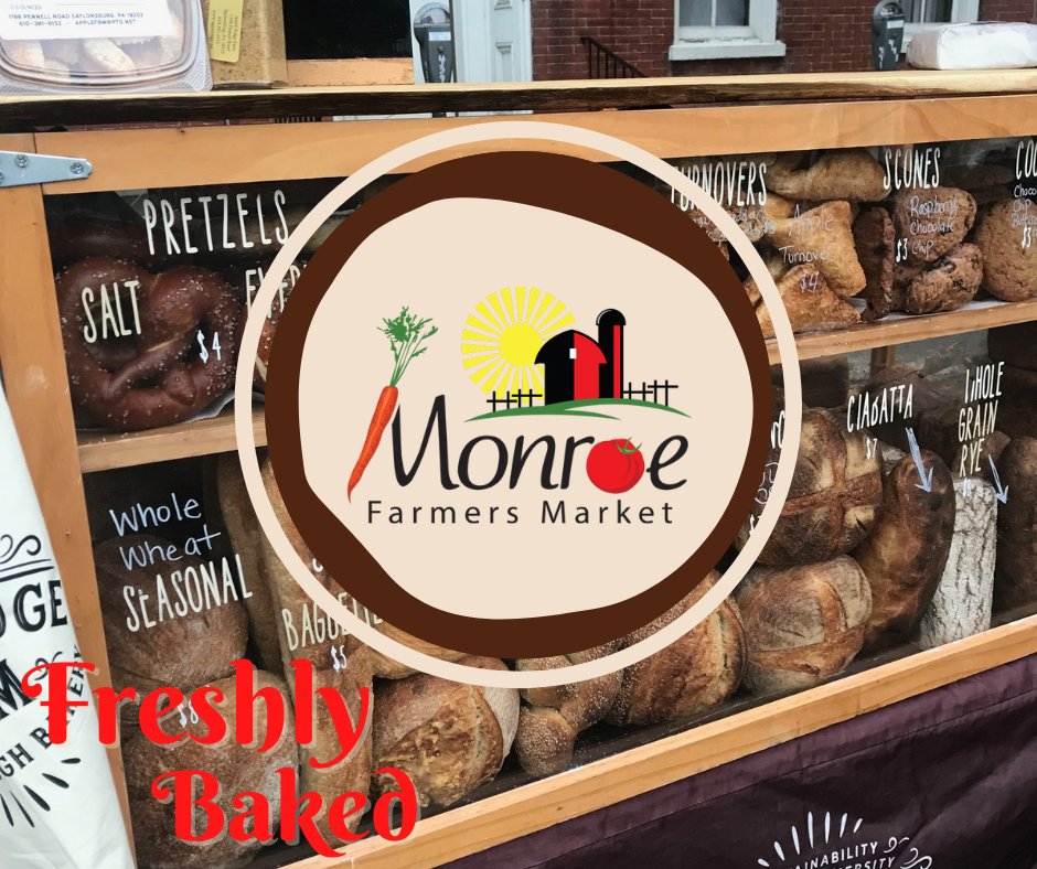 MonroFarmMarket's tweet photo. The Monroe Farmers Market vendors outdo themselves every week with freshly 🍞 baked goods, produce 🥕, and more. Stop by tomorrow and see what we have. We are located in Courthouse Square in Stroudsburg. 
💥 Open 8am to 12pm!

#Produce #Veggies #Honey #Bread #Bakegoods #muffi ... https://t.co/ZmdV4eqEjW
