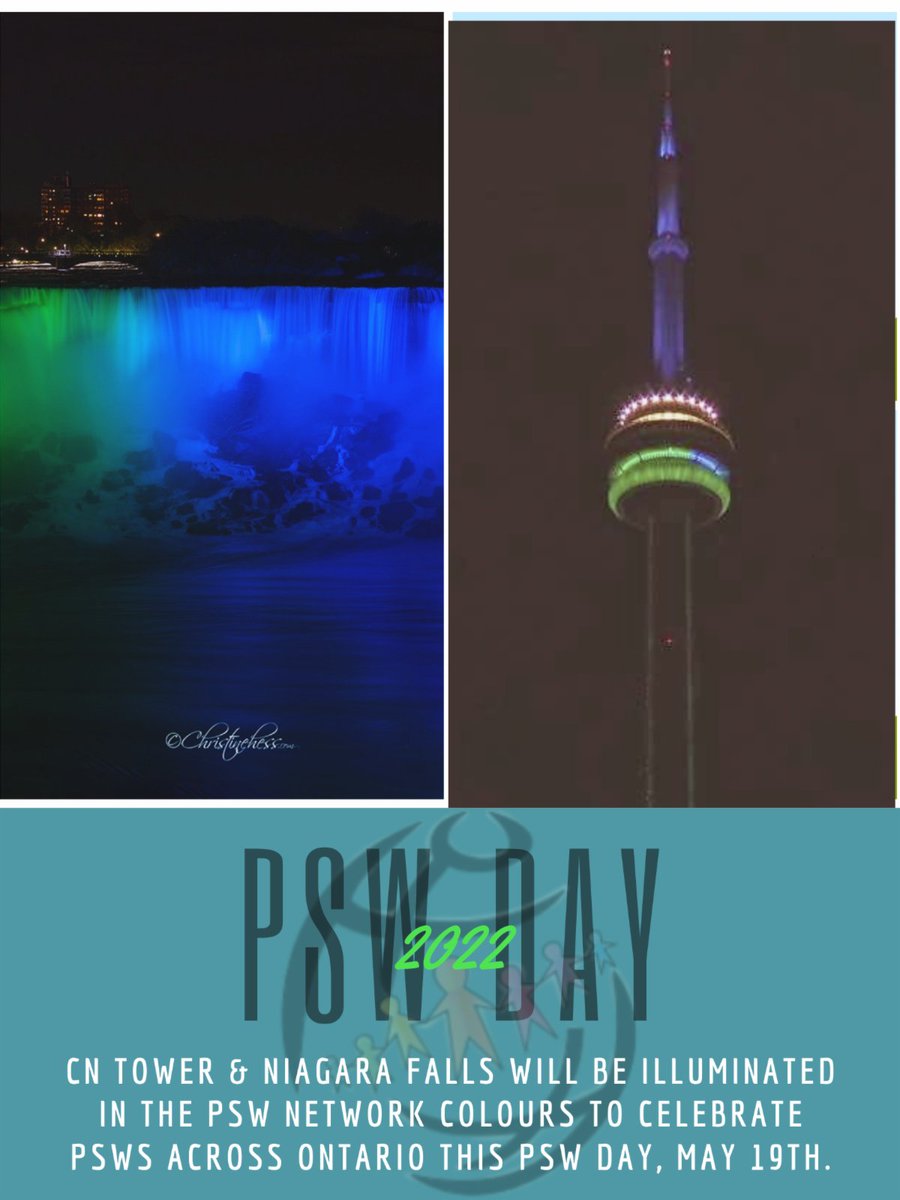 ThePSWNetwork's tweet photo. PSW Day The CN Tower & Niagara Falls will be lit to celebrate PSWs! Special thanks to The CN Tower, Niagara Parks & The Niagara Falls Illumination Board for their continued support of PSWs #PSW #PersonalSupportWorker #PSWNetwork #PSWDay #PSWDay2022 #KeepingTheCareInHealthCare https://t.co/i0b9RCpv7Y