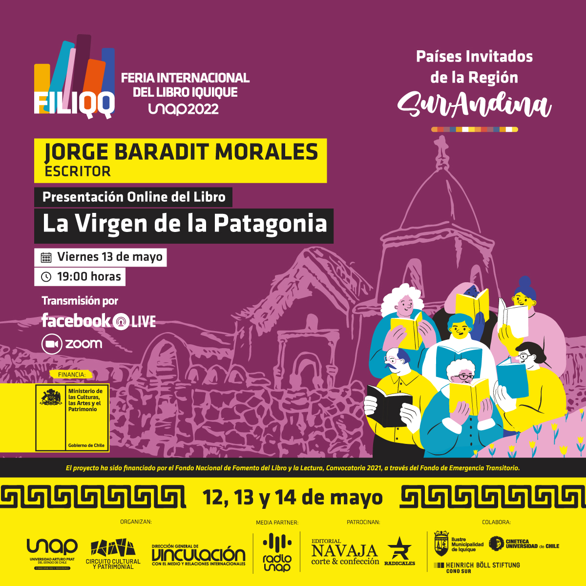 unapcl's tweet photo. Los invitamos al segundo día de la Feria Internacional de Libro de Iquique 📖 (FILIQQ) 2022.
Revisa la programación 👇🏼
https://t.co/Rfc5RfWrvm
¡Nos vemos en el Palacio Astoreca!😀
#Iquique #cultura #libros #feriaDelLibro #unapinos #filiqq https://t.co/RactUbppJo