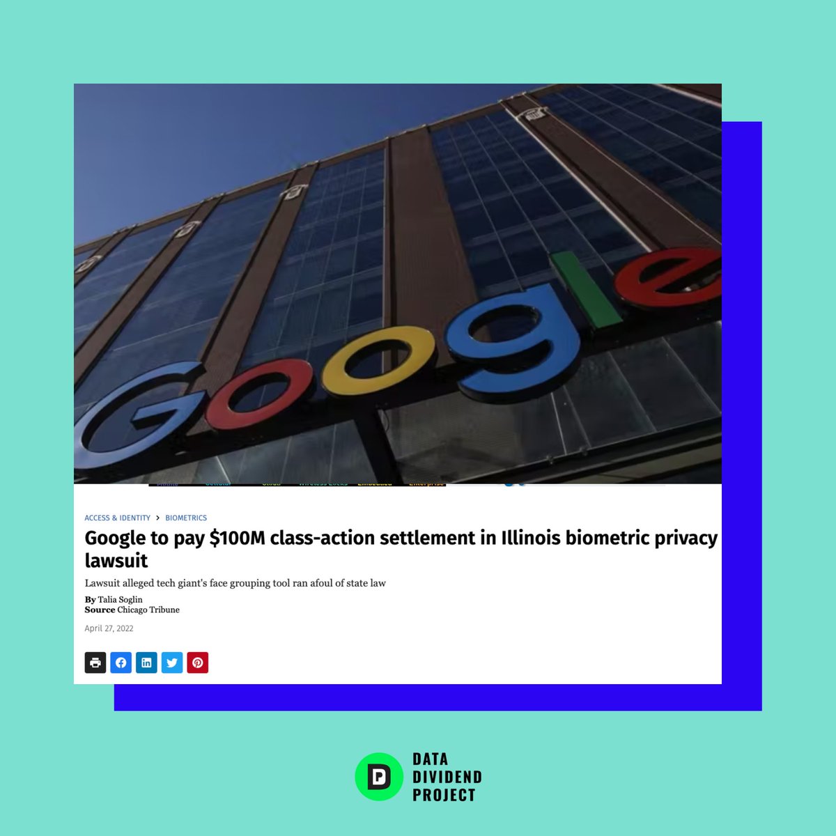 ddpforall's tweet image. $100M Google class-action settlement in illinois. 

FB settled for $650M! 

Who is next? And why is it only Illinois that supports this law? Why don&apos;t all 50 states do it?

#ddpforall #datalaws #roundup #dataprivacy