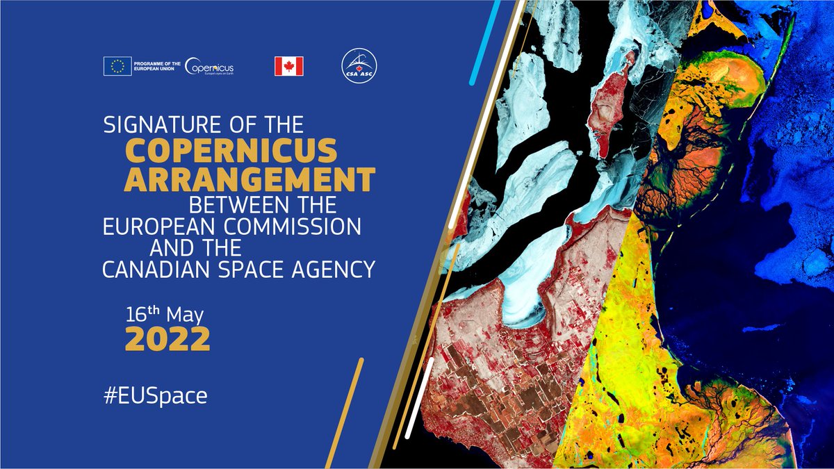 🇪🇺 EU Defence and Space (@defis_eu) on Twitter photo 📢We are happy to announce that on Monday 16 May the #Copernicus Arrangement between the <a href="/EU_Commission/">European Commission</a> and <a href="/csa_asc/">Canadian Space Agency</a>, the Canadian Space Agency, will be officially signed
Over the next 3 weeks, we will showcase the many benefits of extended cooperation for both signatories 📢We are happy to announce that on Monday 16 May the #Copernicus Arrangement between the <a href="/EU_Commission/">European Commission</a> and <a href="/csa_asc/">Canadian Space Agency</a>, the Canadian Space Agency, will be officially signed
Over the next 3 weeks, we will showcase the many benefits of extended cooperation for both signatories