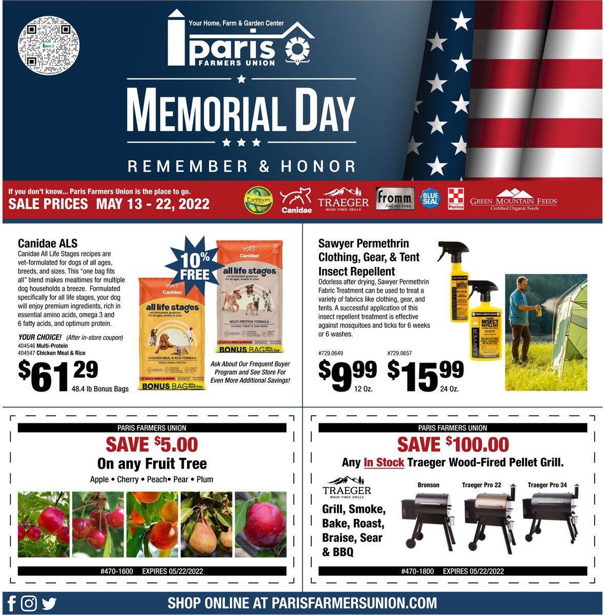 ParisFarmers's tweet photo. Memorial Day Savings! May 13th-22nd,2022 - https://t.co/3biuNSwu0F https://t.co/Pt0Ji2Fmx2