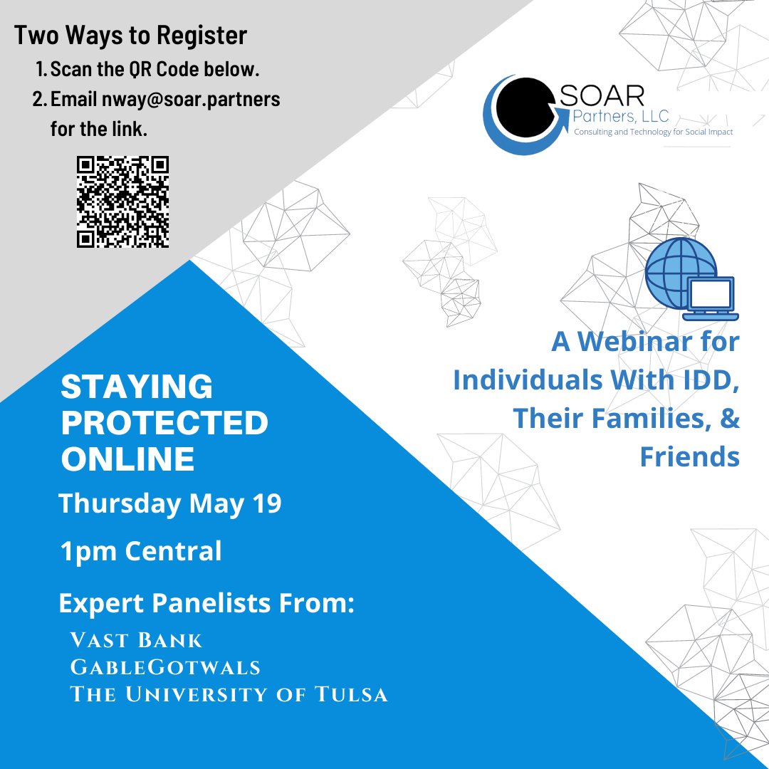 TheArcOK's tweet photo. In light of recent data breaches, learn what families and caretakers of individuals with IDD can do to keep themselves and those they take care of protected. Register for this virtual event on May 19th at 1pm.
https://t.co/uynFHqUnbZ https://t.co/RK0L4SaLKu