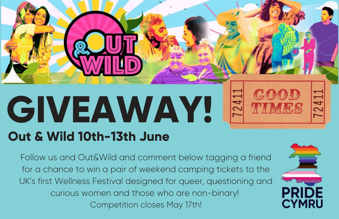 PrideCymru's tweet photo. GIVEAWAY TIME 📢📢
We have some pairs of weekend camping tickets to give away for Out and Wild Festival!!
Out and Wild is the UK’s first Wellness Festival designed for queer, questioning and curious women and those who are non-binary! 10-13th June in Pembrokshire National Park. https://t.co/e5LA2nkpyy