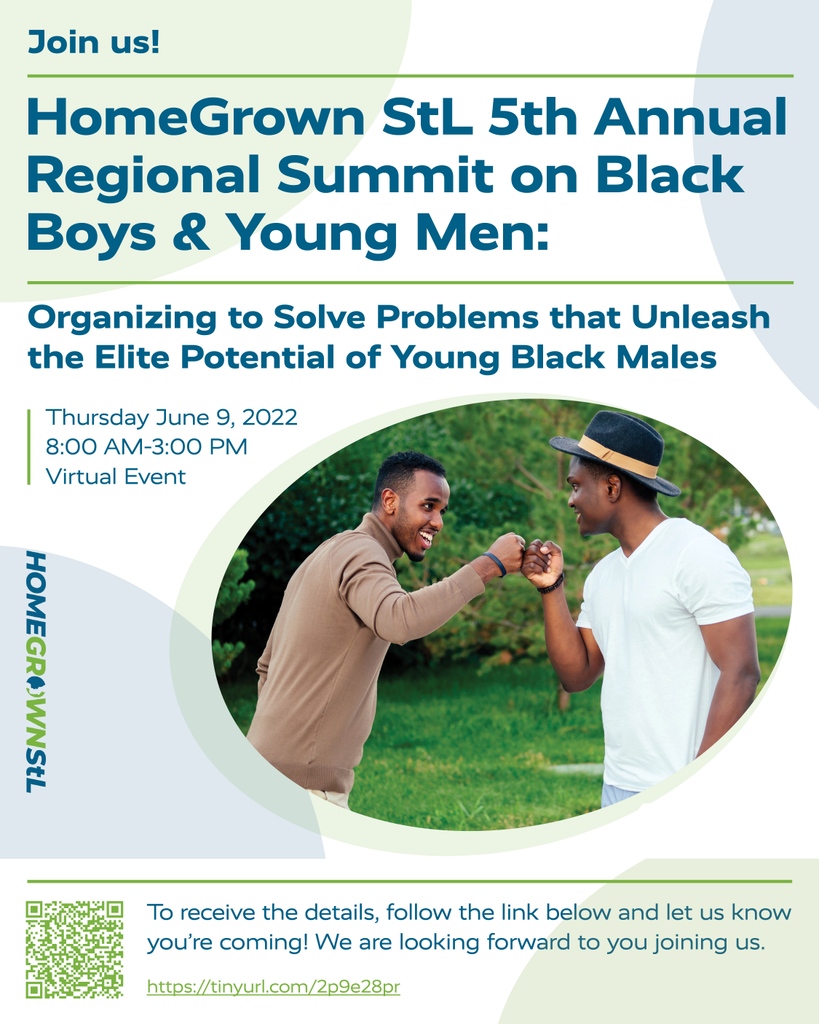 HomeGrown_STL's tweet photo. Registration is now open for our upcoming 5th Annual Regional Summit on Black Boys &amp; Young Men, taking place 8:00 AM–3:00 PM on June 9! Find out more and sign up at https://t.co/68LzvS4iQz https://t.co/2ocNc2LzNa