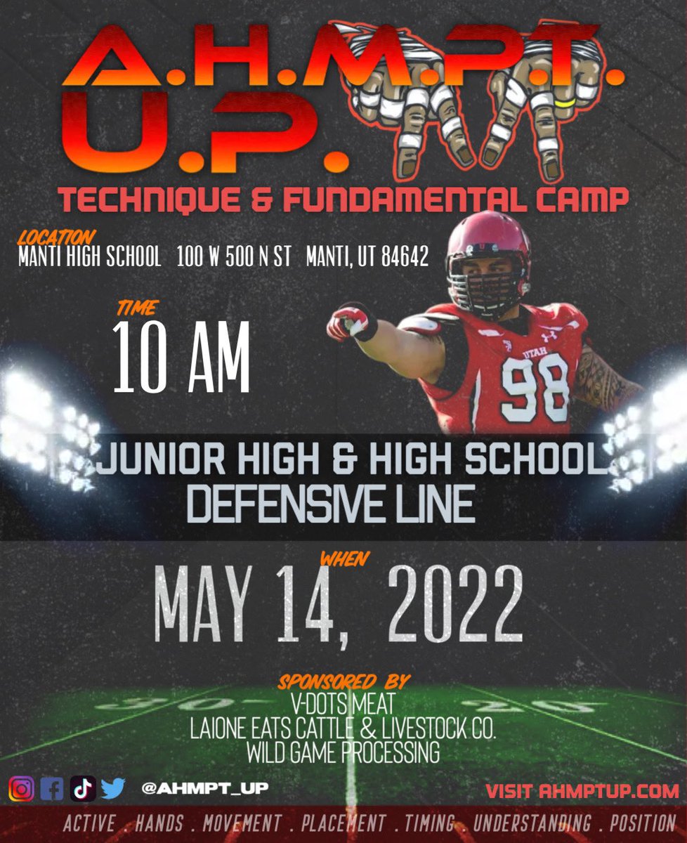 AHMPT_UP's tweet photo. ⚠️Free Camp⚠️ for OL/DL
.
.
Follow us on IG for weekly updates‼️ 
.
.
#Ahmptup #OL/DL #UtahChapter #NationOfTechnicians 
.
.
@siaosi_aiono @monstertrenches https://t.co/USWBRROdpj