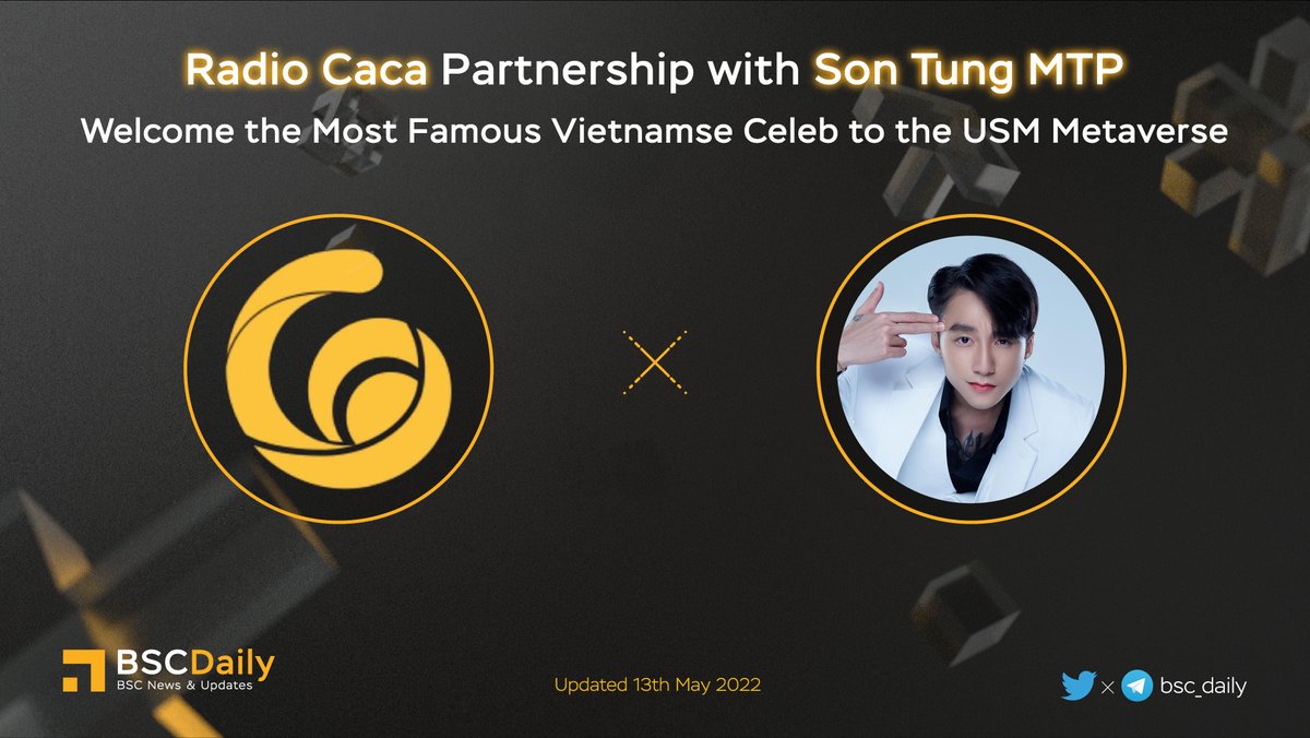 😍 <a href="/RadioCacaNFT/">Follow @RACA_3</a> Partnership with <a href="/sontungmtp777/">M-TP</a> 🎉

🏆Son Tung MTP is one of the most famous Celebrities in Vietnam. He also has some fantastic English Songs for Global Fans🔥

Welcome Son Tung #MTP to The #USM #Metaverse - The Metaverse Gallery is opening soon💪

#BNB #RACA 🎉