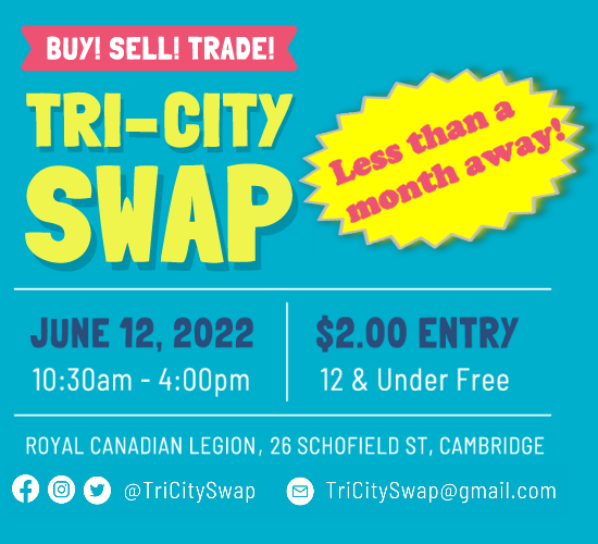 TriCitySwap's tweet photo. We are now less than a month away from our next swap! 😃

Sunday, June 12th!

Limited vendor tables still available! https://t.co/kxYbmudaRk