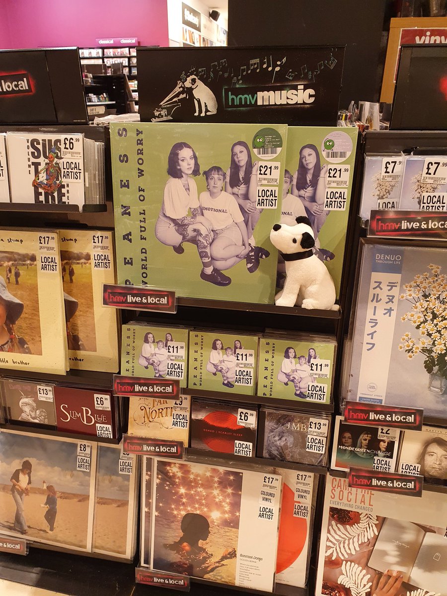 hmvChester's tweet photo. 🥳💚IT'S HERE!💚🥳 Peaness World Full of Worry is on vinyl and in store now! Catch the band in store on Saturday 28th May at 3pm for a free live show and signing of the album! We cannot wait! 💚🙌🏻 #peaness #worldfullofworry #hmvliveandlocal #hmvloveslocalartists #peanessband https://t.co/avPorRrAtL