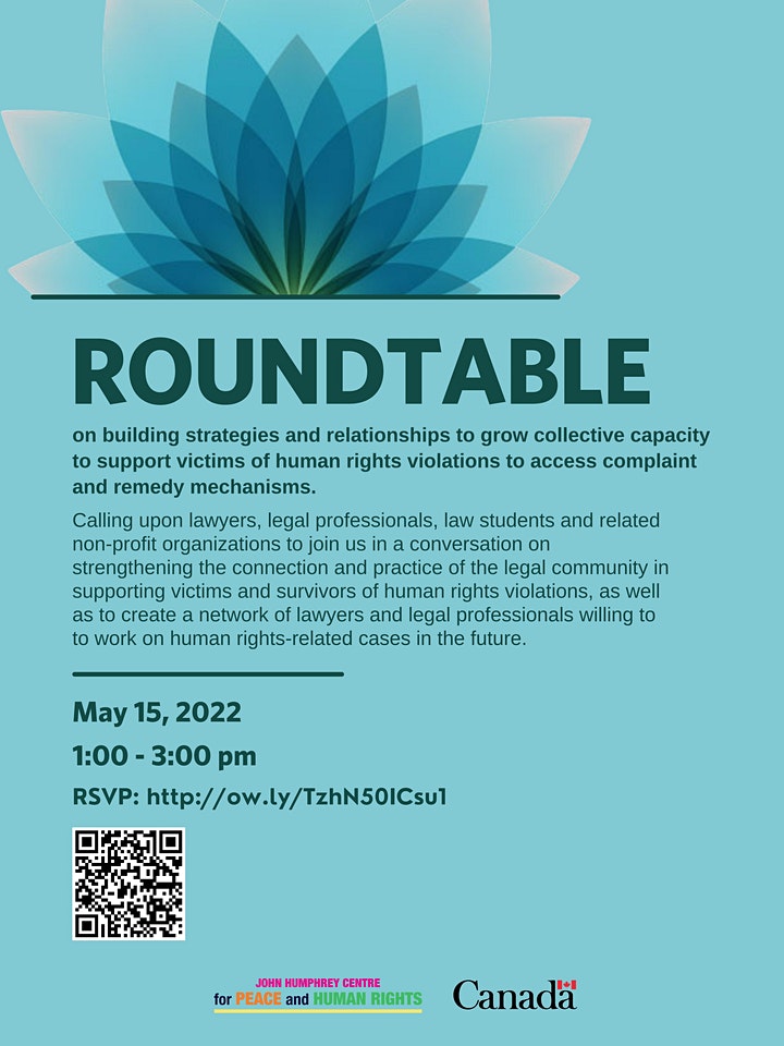 jhcentre's tweet photo. #Roundtable on building strategies and relationships to grow collective capacity to support victims of human rights violations to access complaint and remedy mechanisms.
Register Here:
https://t.co/cyrQLJ06Ia
#advocacy #NVSCW https://t.co/M2rej6EdHk