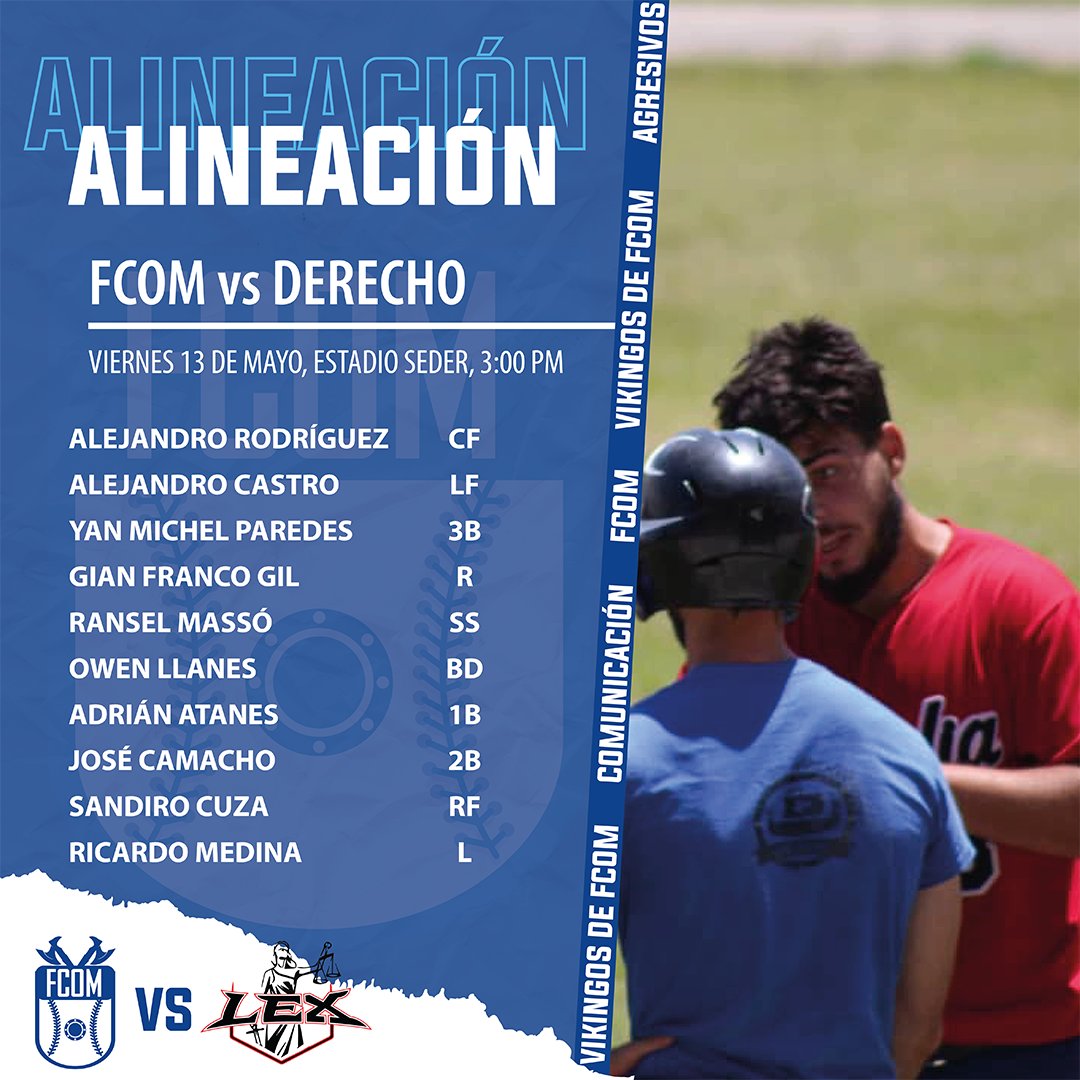 beisbol_fcom's tweet photo. Los 1️⃣0️⃣ Vikingos que saldrán hoy al campo de batalla ⚔️🔥
#Comunicacion_agresivo #TeamFcom https://t.co/RFNOrD3QfM