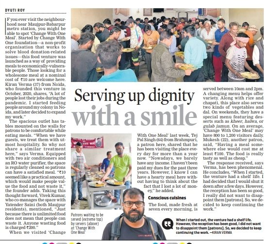 tniefeatures's tweet photo. @ChangeWithOne has been providing meals to citizens of Delhi-NCR for a nominal amount of Rs. 10. The good Samaritans running this venture also ensure that no food is wasted. Read the full story: https://t.co/qwRd0tkbQQ

✍️: @at_dyuti_roy for @TheMornStandard https://t.co/qJLAYRgJHb