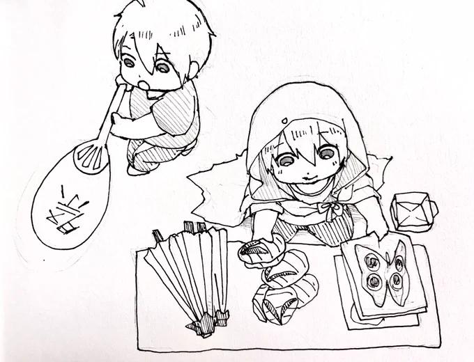 所帯持ちのくにちょぎさんちのくぅちゃん(傘屋兼草鞋屋兼浮世絵屋さんを始める)とちぃちゃん(特に意味は無いけどええじゃないかを踊る) 