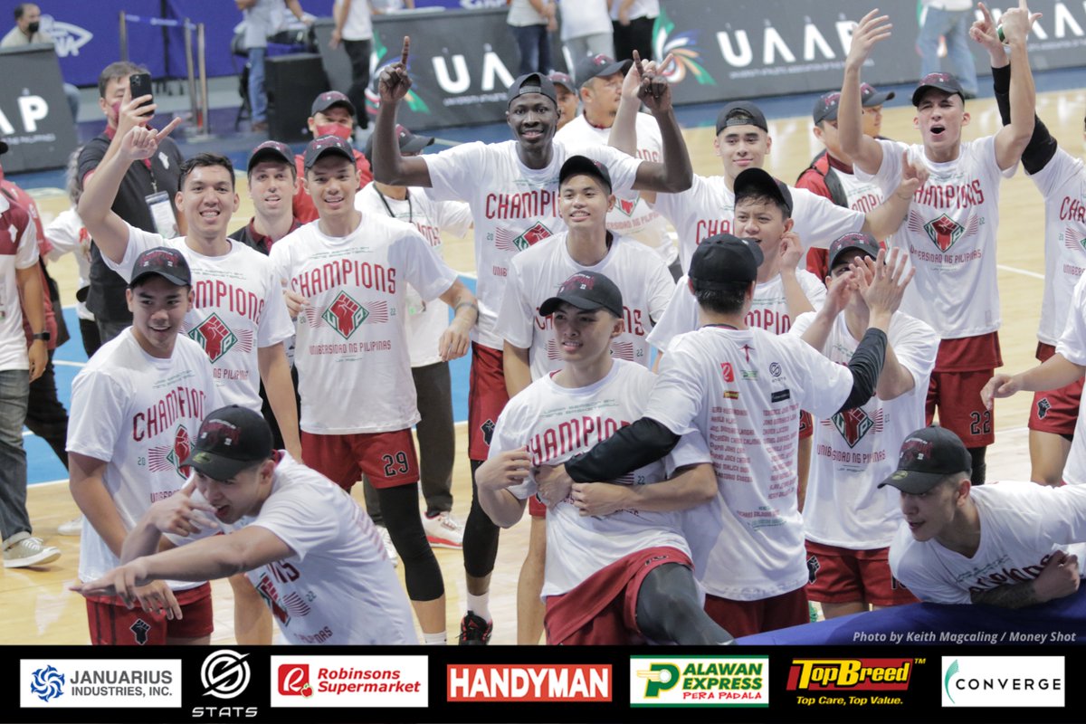 upmbt's tweet photo. IN PHOTOS: THE UP FIGHTING MAROONS ARE THE UAAP SEASON 84 CHAMPS.

#UPFight https://t.co/MJGqZX8krd