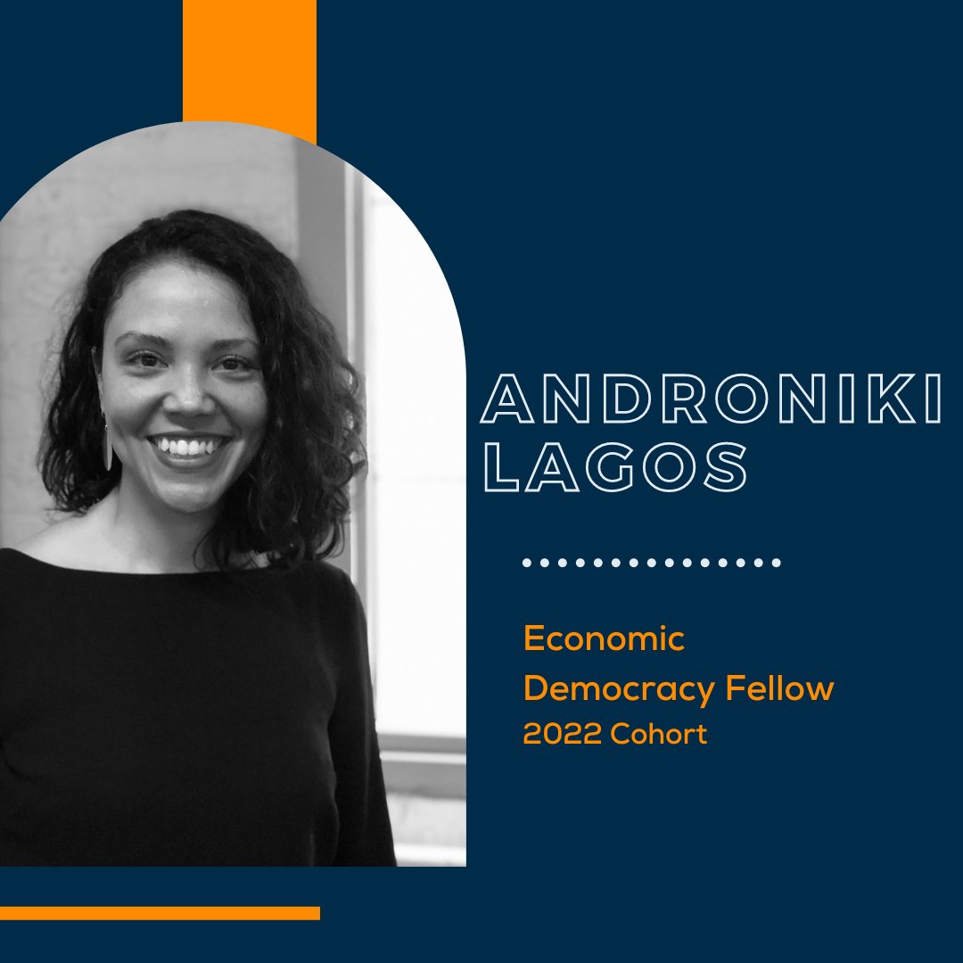 Meet Androniki Lagos, a Senior Consultant at <a href="/urbanedevgroup/">Urbane</a> and this week's featured #EconomicDemocracyFellow! Androniki is focused on supporting the capacity of neighborhood anchors to advance their solidarity economy goals, as well as on building all forms of community wealth.