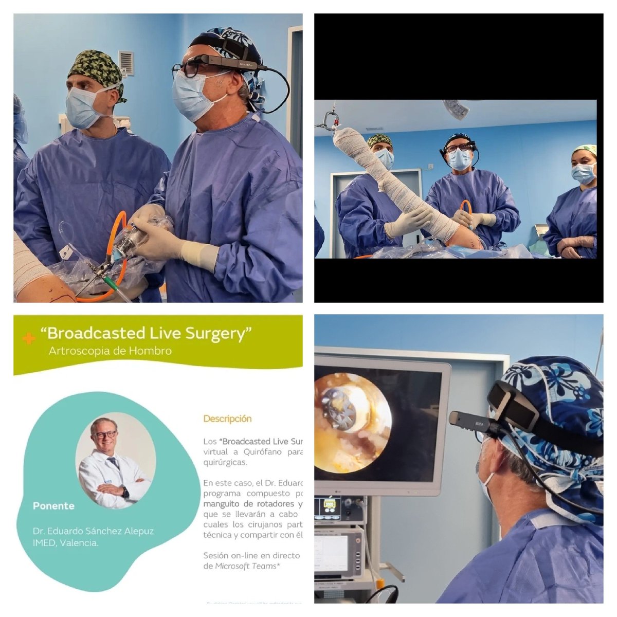 Excelente experiencia: retransmisión de 2 cirugías en directo (#ArtroscopiaHombro) desde <a href="/IMEDHospitales/">IMED Hospitales</a> Valencia a 10 hospitales de nuestro país.
Gracias a <a href="/SmithNephew_esp/">Smith-Nephew Iberia</a> por esta magnífica tecnología 
#UnidadHombroyCodo 
#DrsSanchezAlepuzyDiaz 
#TecnologíayFormacion
#Avanzar