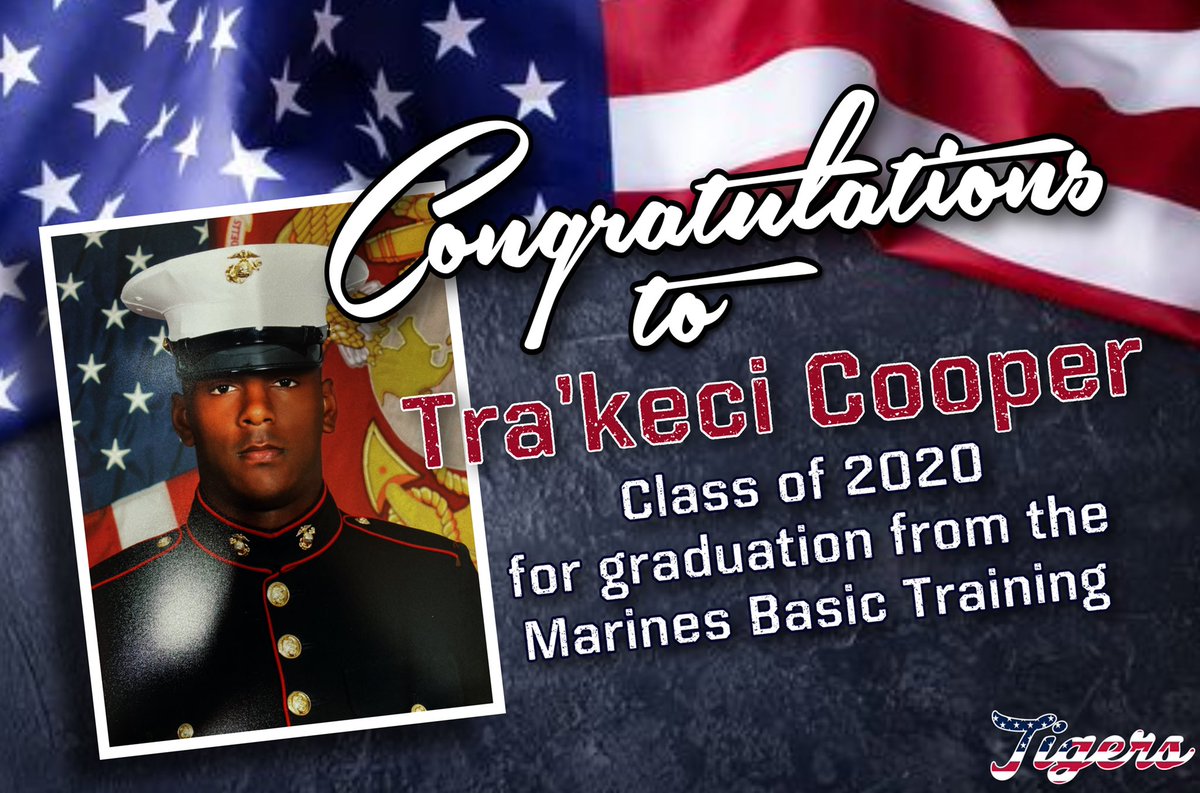 Congratulations to a former Tiger on graduating from Basic Training. #PTK
<a href="/Trakeci_Cooper2/">Trakeci Cooper</a>