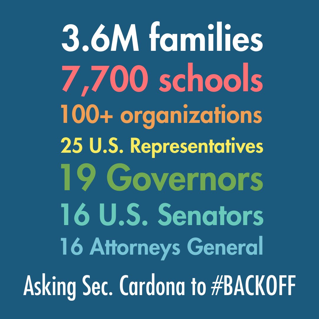 publiccharters.org (@charteralliance) on Twitter photo Proud to be part of an incredible coalition supporting public charter schools and asking <a href="/SecCardona/">Secretary Miguel Cardona</a> to #BackOff!
#CharterSchoolsWeek #CharterLove Proud to be part of an incredible coalition supporting public charter schools and asking <a href="/SecCardona/">Secretary Miguel Cardona</a> to #BackOff!
#CharterSchoolsWeek #CharterLove