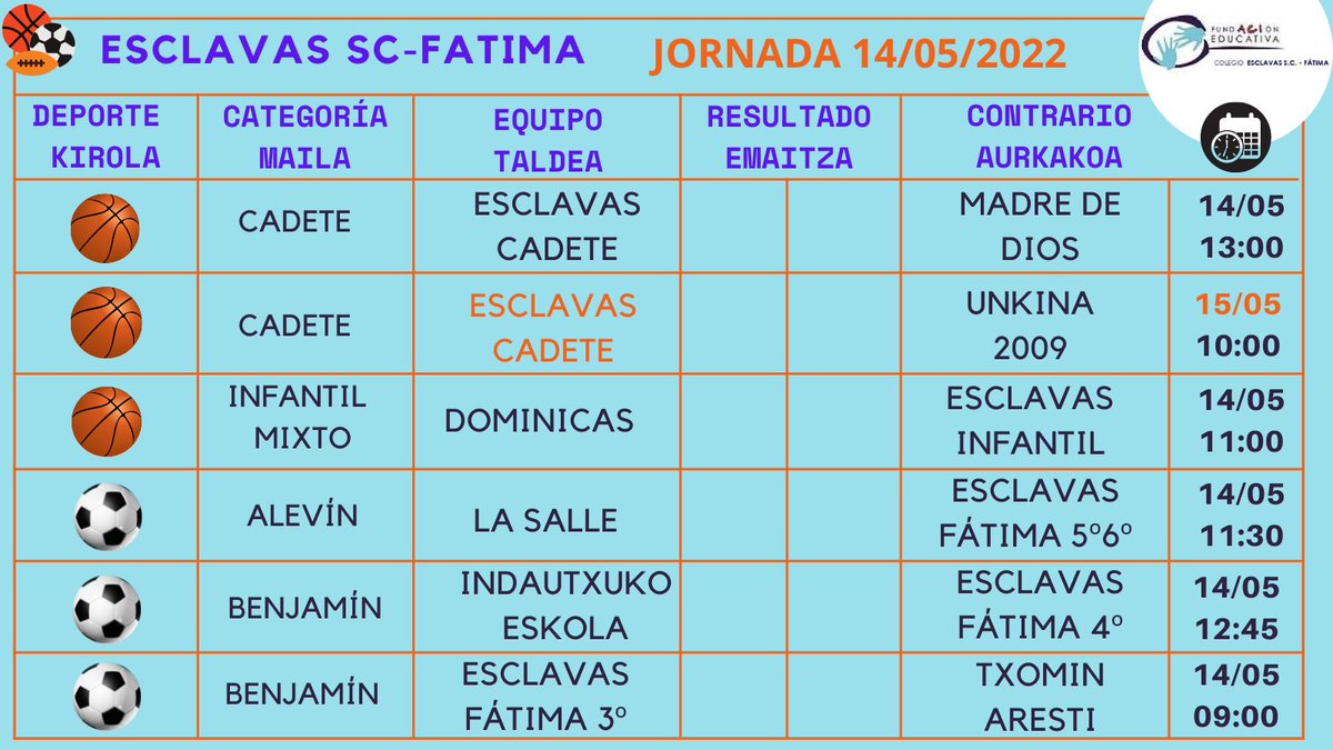 EsclavasF's tweet photo. Jornada de este fin de semana. El Cadete de baloncesto jugará dos partidos, sábado y domingo. https://t.co/zHysQfE1N1