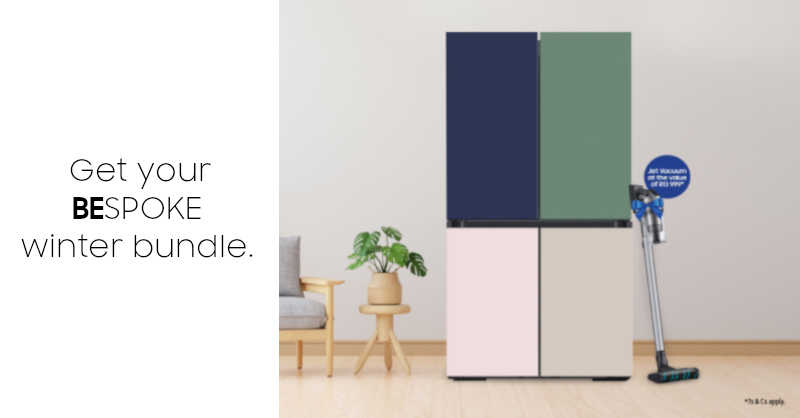 SamsungSA's tweet photo. Keep your home spotless AND gorgeous with this hot winter bundle.
When you buy the #SamsungBespoke between 9 May and 3 July 2022, you'll also get a #JetVac worth R13 999.
Ts & Cs apply.