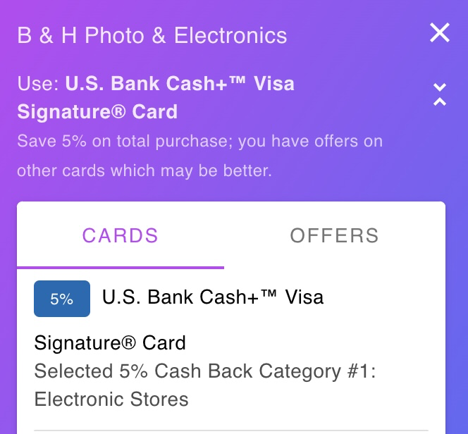 Brenex_'s tweet photo. @CardPointers B&amp;H codes as camera and surplus and not electronics, unfortunately. I'm also not sure why it shows up for an offer for https://t.co/tSDkPIIcFS https://t.co/B6urszk1yf