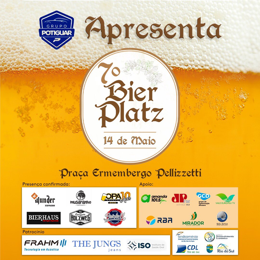 PrefRiodoSul's tweet photo. Sábado é dia de tomar um chopinho, ouvir boa música, levar toda família e dar boas risadas no BierPlatz, na Praça Ermembergo Pellizzetti. Ah, ampla gastronomia e chope da melhor qualidade. E tem ainda exposição de um Planador, avião de pequeno porte. 

#cervejarias #riodosul https://t.co/g5vNEBsols