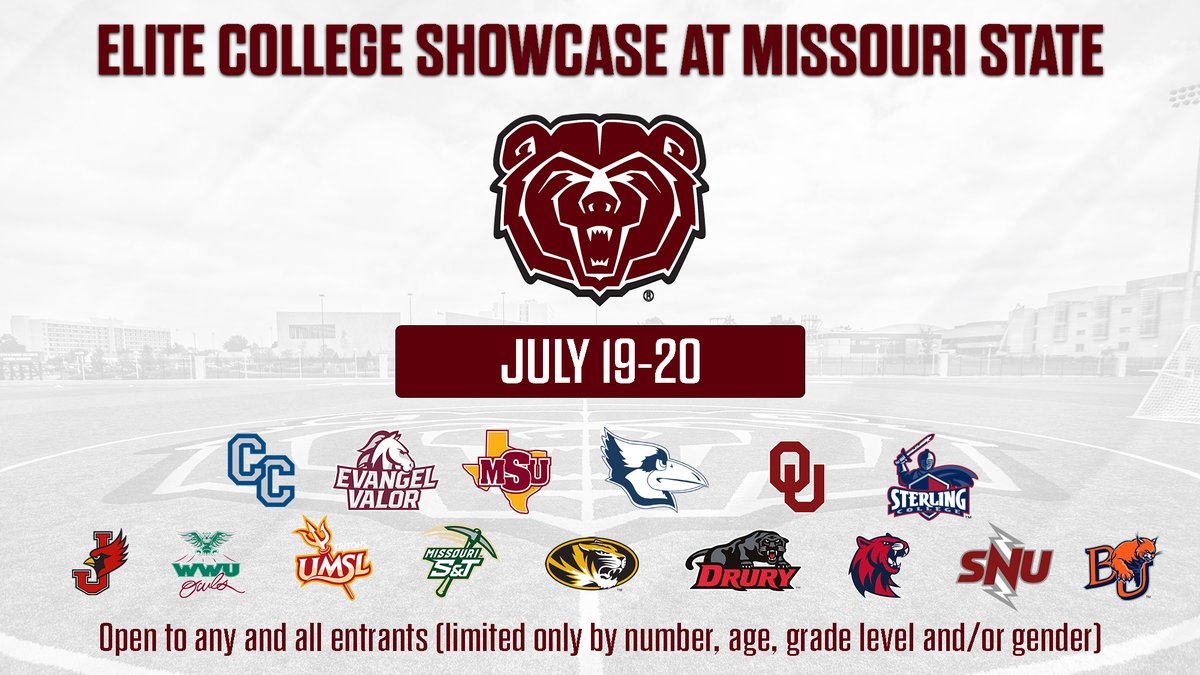 MoStateWSOC's tweet photo. 🚨 DO NOT FORGET to sign up for the Elite College Showcase at Missouri State 🚨

https://t.co/pW4ulqdzGT

July 19-20, 2022
9:00am-4:00pm
$300 https://t.co/UfkNiiG7Eh
