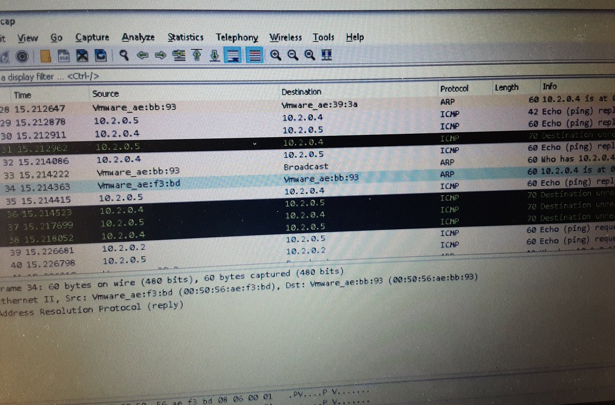 Mr_Rickli's tweet photo. Host unreachable, ARP Poisoning investigation with wireshark!! #CHSCyber https://t.co/k4k8PNRKzD