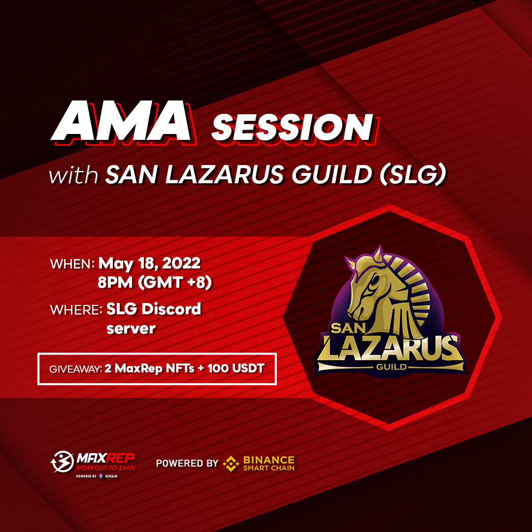 SanLazarusGuild's tweet photo. 🔥 AMA SESSION ALERT + GIVEAWAYS 🔥
We will be holding an AMA Session featuring 8CHAIN's Max Rep NFTs!
📅 When: May 18, 2022 8 PM GMT+8
📍 Where: SAN LAZARUS GUILD's discord server
https://t.co/ZzS8wRSWQE 
🎁 Giveaway: 2 Max Rep NFTs + 100USDT

#SLG #letsbridge
#m2e #nft #8chain https://t.co/jJBq0s7cVM