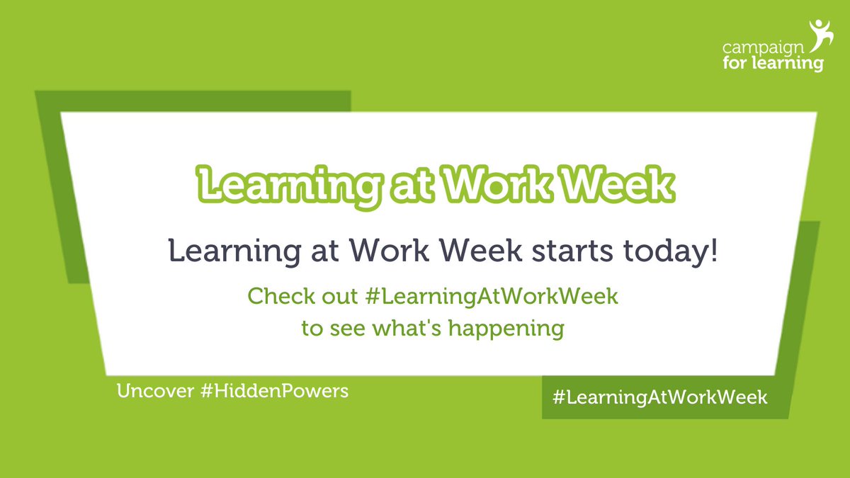 And so it begins! Day 1 of #LearningAtWorkWeek. We can't wait to see what you all achieve as you uncover hidden powers, share your knowledge with each other and learn something new.