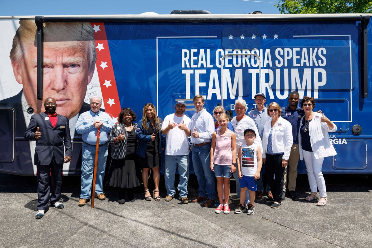 TakeBackGA's tweet photo. Many thanks to @1Distillery for having the #RealGeorgiaSpeaks Team Trump Bus Tour yesterday, and to all the patriots that came out in support. We appreciate your small business and believe that together, we can #TakeBackGeorgia. https://t.co/1uUCZpgETo
