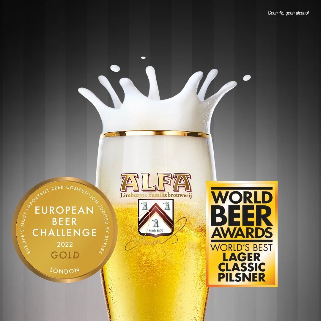 alfabier's tweet photo. Gekroond tot Beste Pils ter Wereld, nu ook goud behaald met Alfa Edel Pils tijdens de European Beer Challenge. Proost 🍻

#alfabier #bier #bestebier #terwereld #bestintheworld #worldsbestbeer #pils #craftbier #win #familiebrouwerij #brouwen #edelpils #worldbeerawards https://t.co/lNodTFyt4H