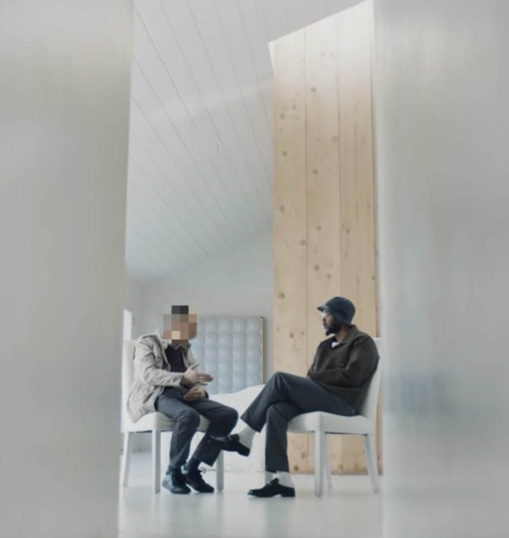 YourFavLion's tweet photo. A cross-legged Kendrick Lamar chopping it up with Eckhart Tolle in the “Welcome to pgLang” video is my forever mood. https://t.co/3Uv2hc42yz
