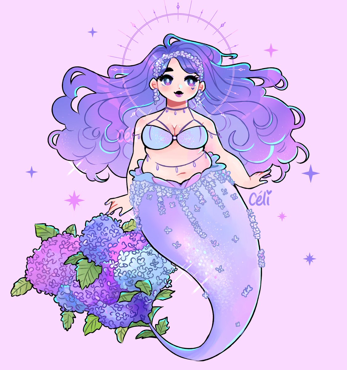「[mermay] hydrangea 💙💐 」|céli 🩷のイラスト